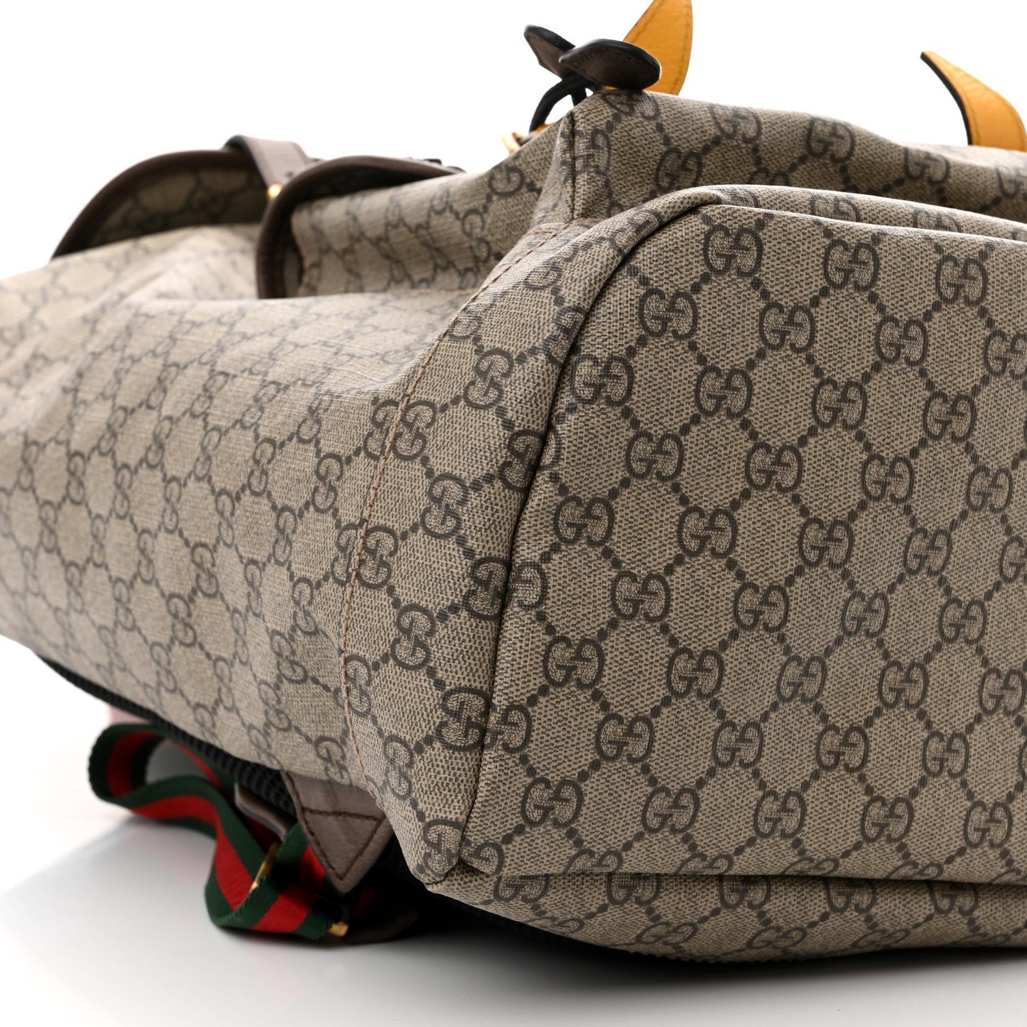 Gucci Soft GG Supreme Monogram Neo Vintage Double Buckle Backpack Beige New Acero Crop 8 of 9