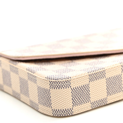 Louis Vuitton Damier Azur Pochette Felicie Chain Wallet Rose Ballerine 9 of 11
