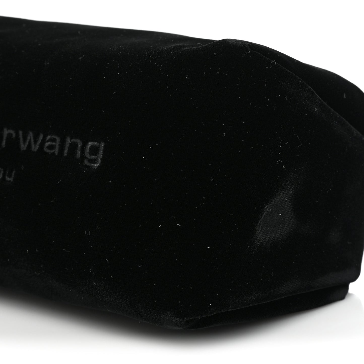Velvet Crystal Rhinestone Mini Scrunchie Bag Black Silver