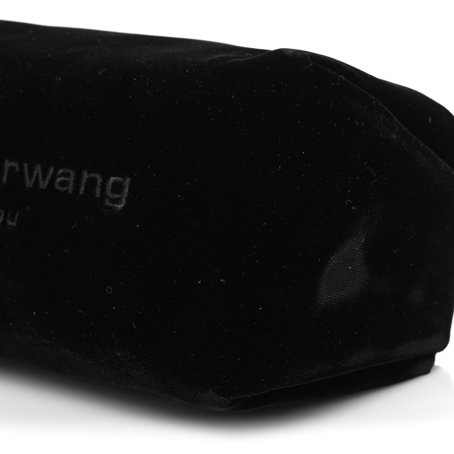 Alexander Wang Velvet Crystal Rhinestone Mini Scrunchie Bag Black Silver 7 of 9