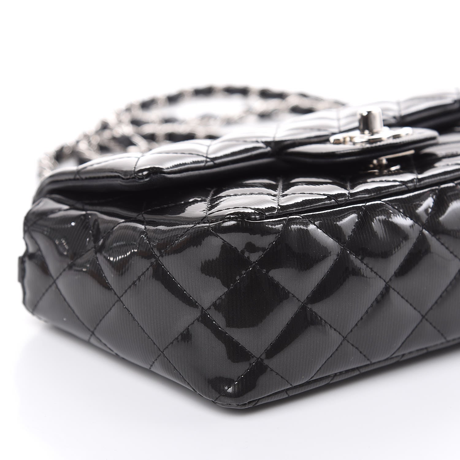 Chanel Striated Patent Quilted Mini Rectangular Flap Black 5 of 12