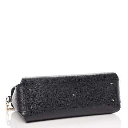 Gucci Dollar Calfskin Medium Interlocking G Top Handle Shoulder Bag Black 4 of 9
