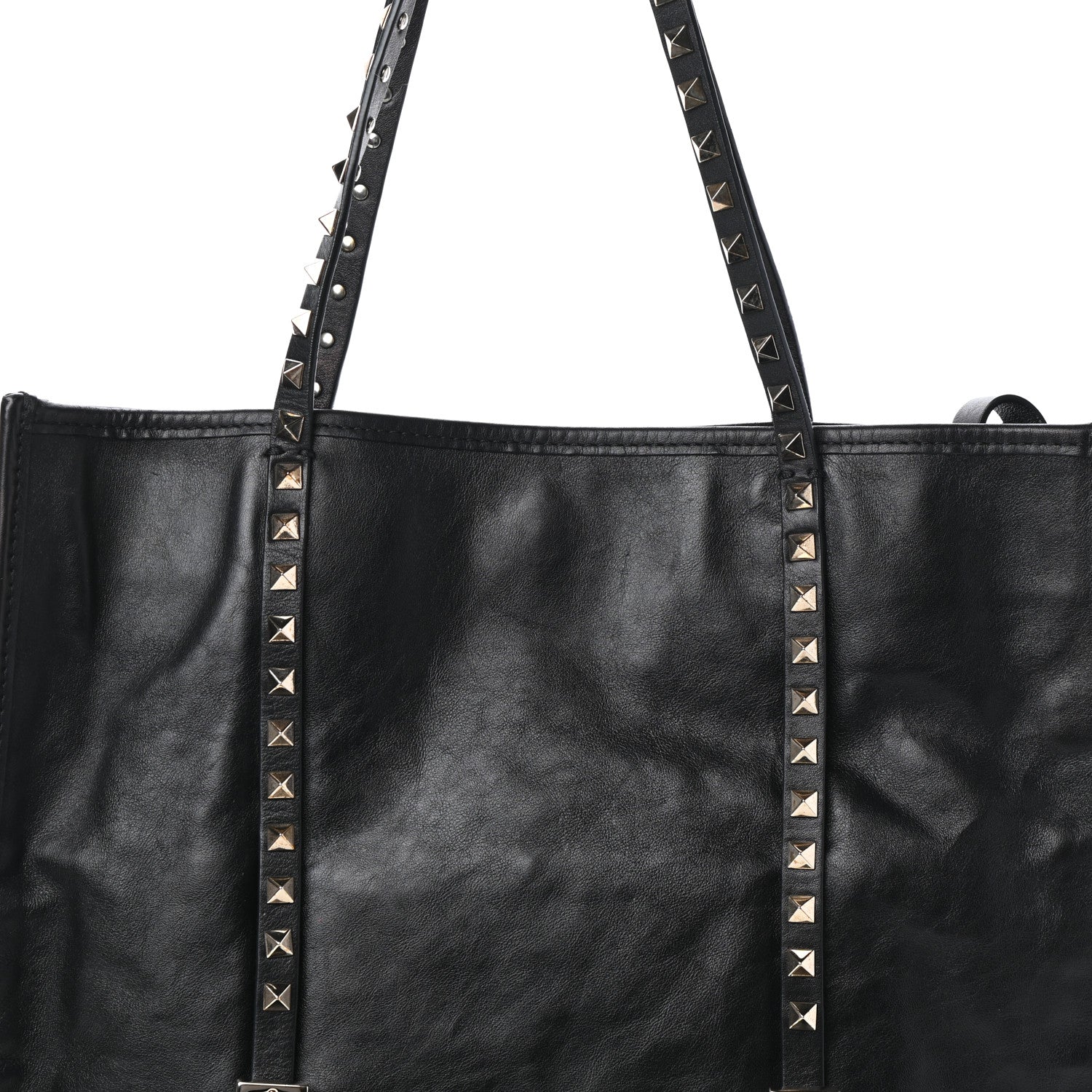 Valentino Garavani Vitello Rockstud Shopper Tote Black 7 of 9