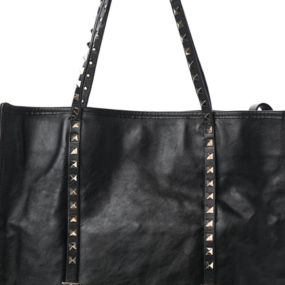 Valentino Garavani Vitello Rockstud Shopper Tote Black 7 of 9
