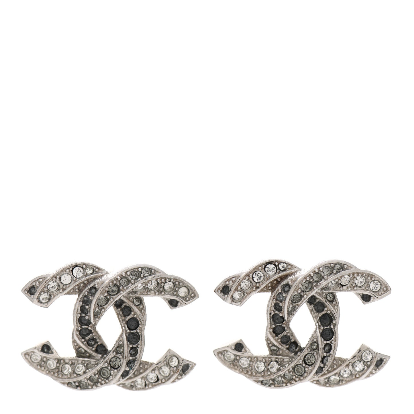 Crystal CC Twisted Earrings Silver