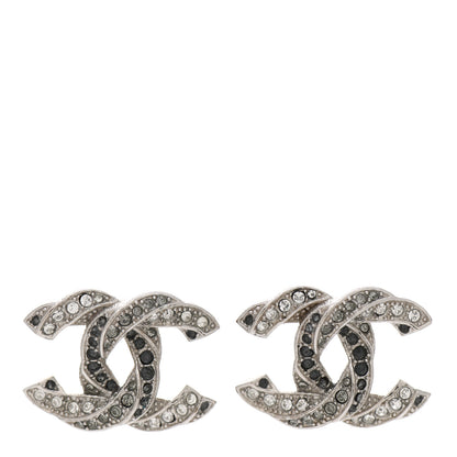 Chanel Crystal CC Twisted Earrings Silver 1 of 5