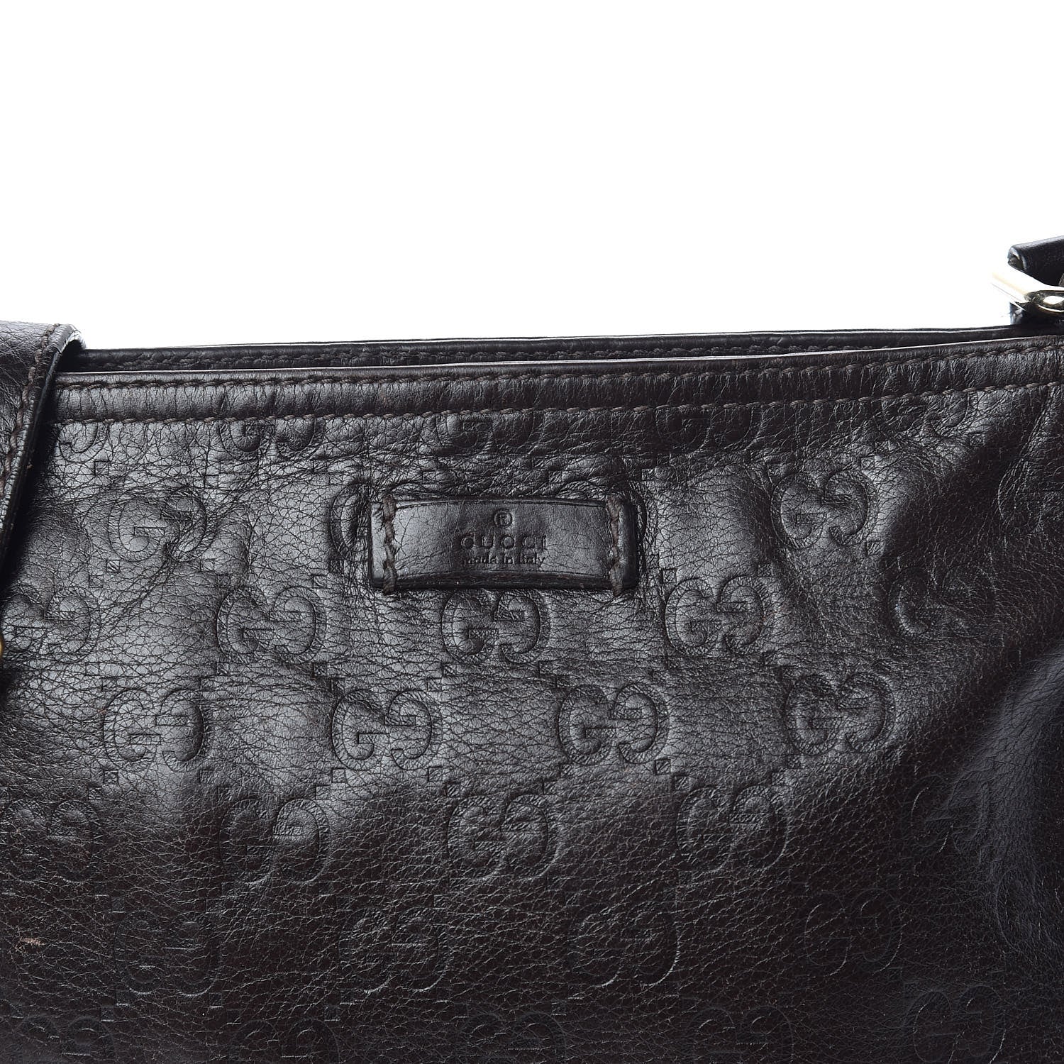 Gucci Guccissima Small Flat Messenger Bag Dark Brown 10 of 12