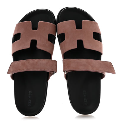Hermes Suede Goatskin Womens Chypre Sandals 40 Rose Antique 2 of 10