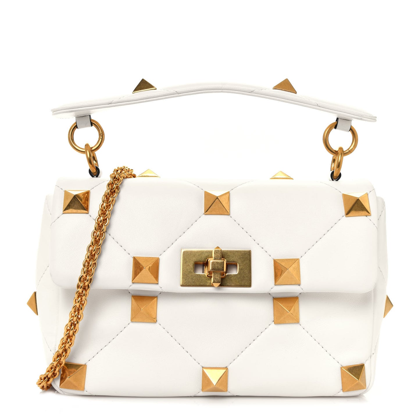 Nappa Medium Roman Stud Shoulder Bag Ivory