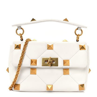Valentino Garavani Nappa Medium Roman Stud Shoulder Bag Ivory 1 of 10