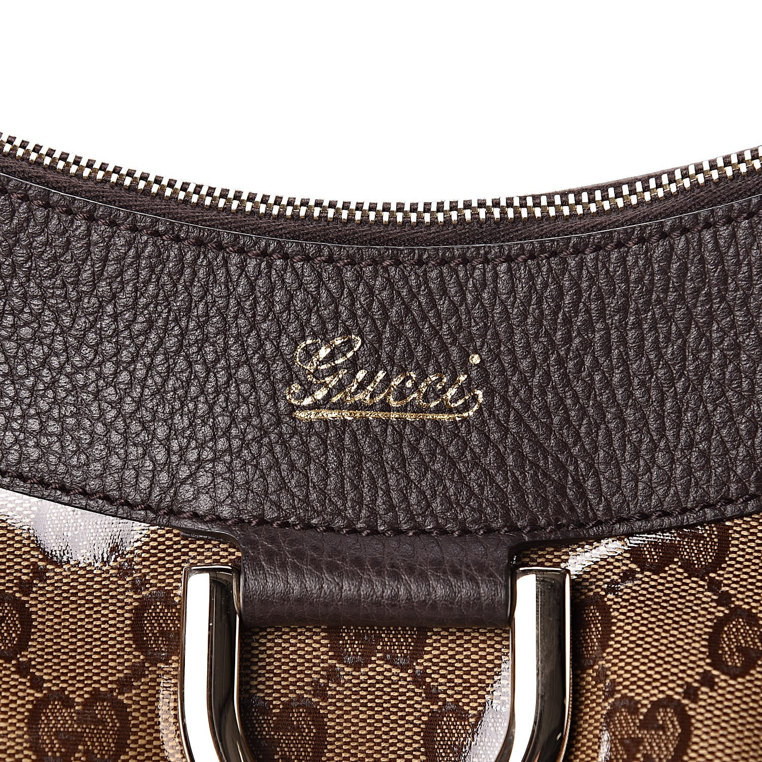 Gucci Crystal Monogram Large D Gold Hobo Dark Brown 10 of 10