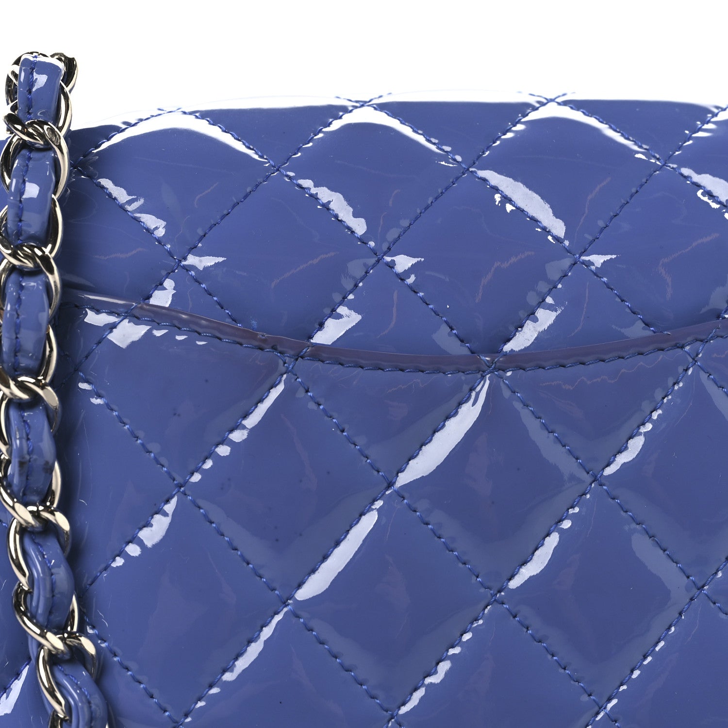 Chanel Patent Calfskin Quilted Mini Rectangular Flap Blue 12 of 13