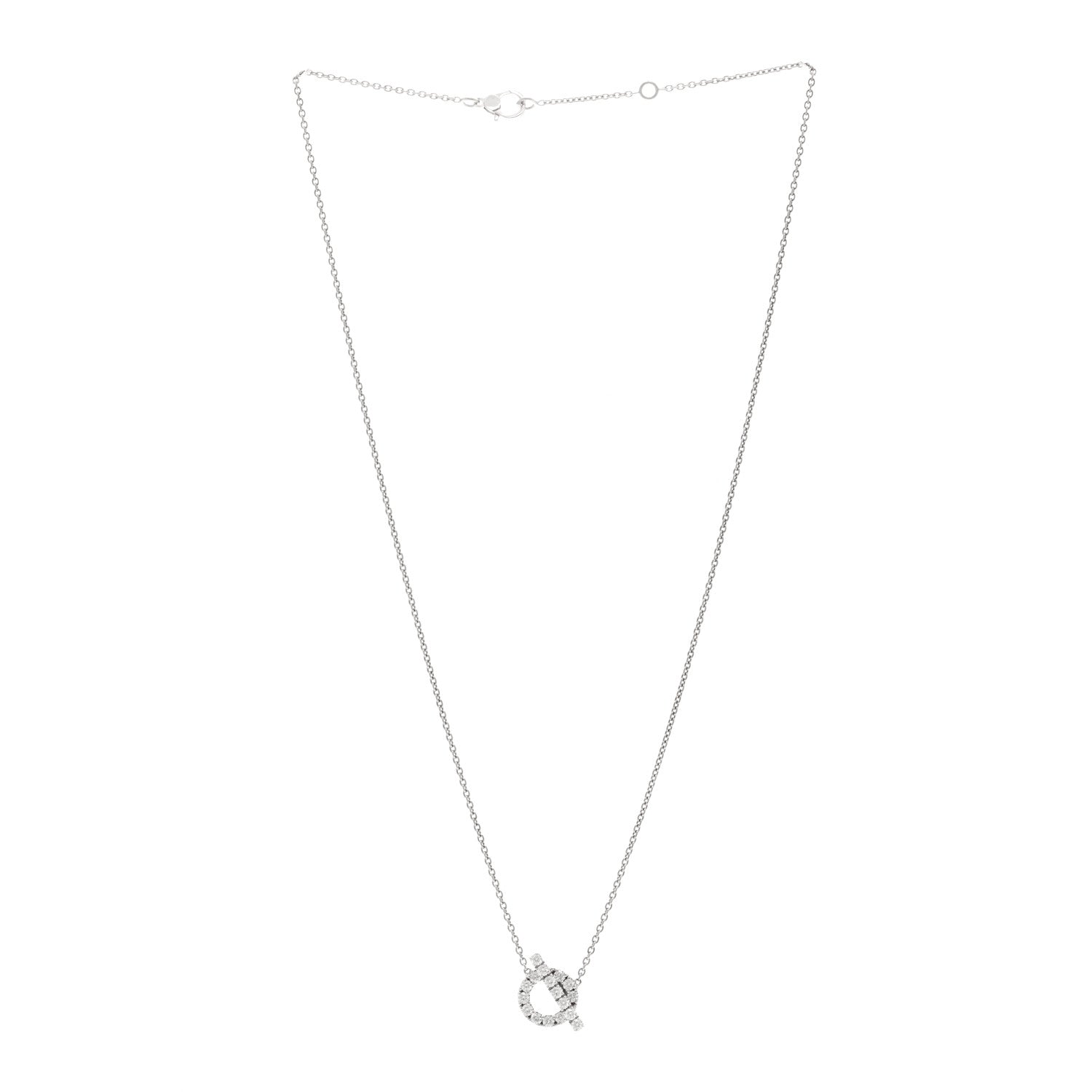 Hermes 18K White Gold Diamond Finesse Pendant Necklace 3 of 6