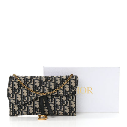 Christian Dior Oblique Saddle Chain Long Wallet Blue 14 of 14