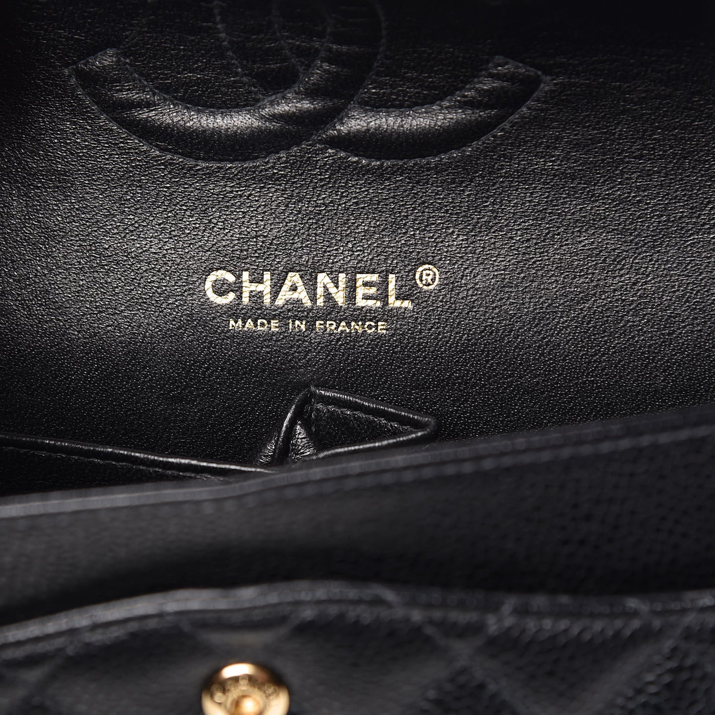 Caviar Quilted Medium Double Flap Black
