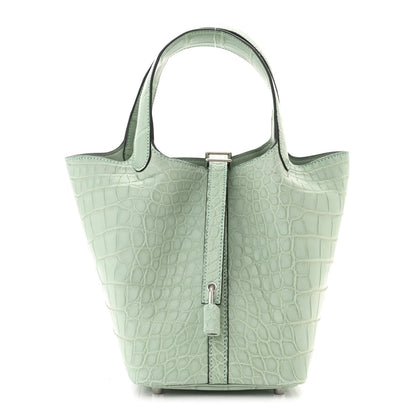 Hermes Matte Alligator Picotin Lock 18 Vert D Eau 1 of 11