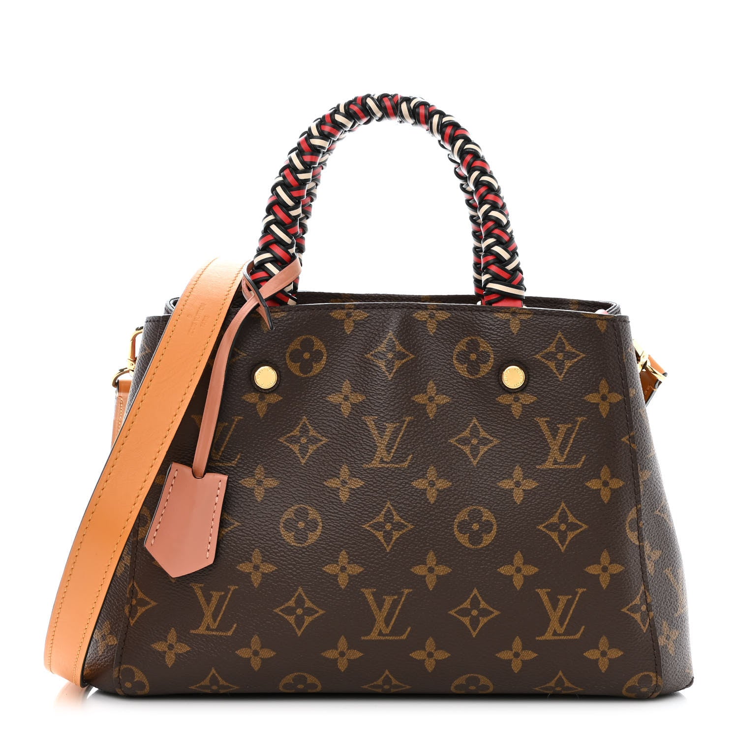 Louis Vuitton Monogram Braided Montaigne BB Coquelicot Creme Safran Peach 1 of 10