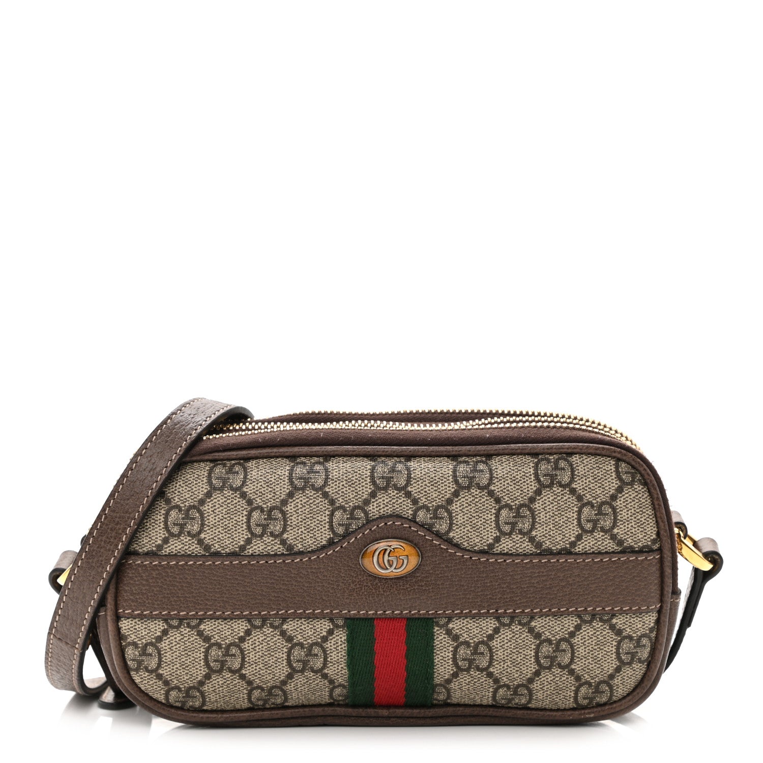 Gucci GG Supreme Monogram Web Mini Ophidia GG Bag Brown 1 of 12