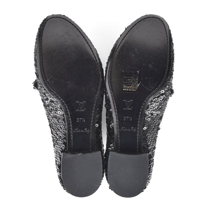 Louis Vuitton Sequin Loafers 37.5 Black 5 of 9