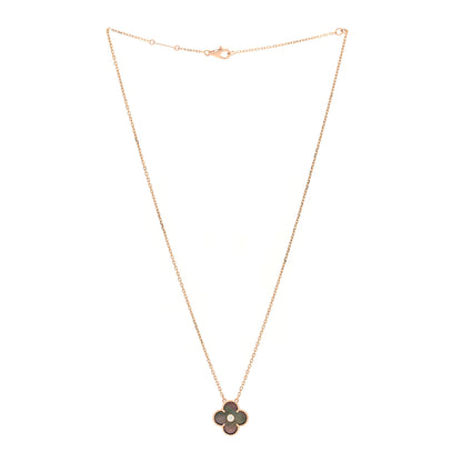 Van Cleef & Arpels 18K Rose Gold Diamond Grey Mother of Pearl Vintage Alhambra Pendant Necklace 3 of 5