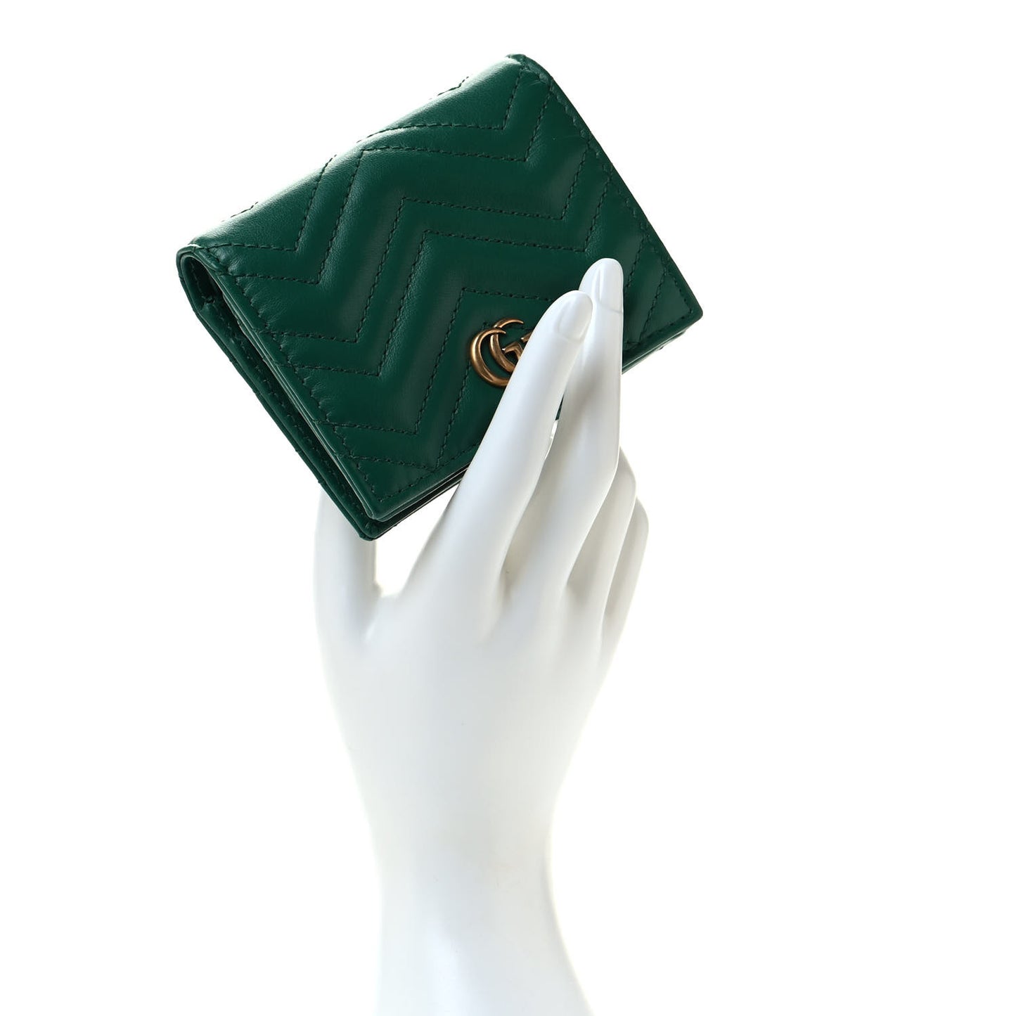 Calfskin Matelasse GG Marmont Card Case Wallet Emerald