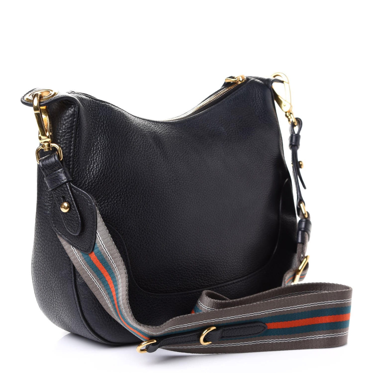 Prada Vitello Daino Zippered Messenger Hobo Black 2 of 4
