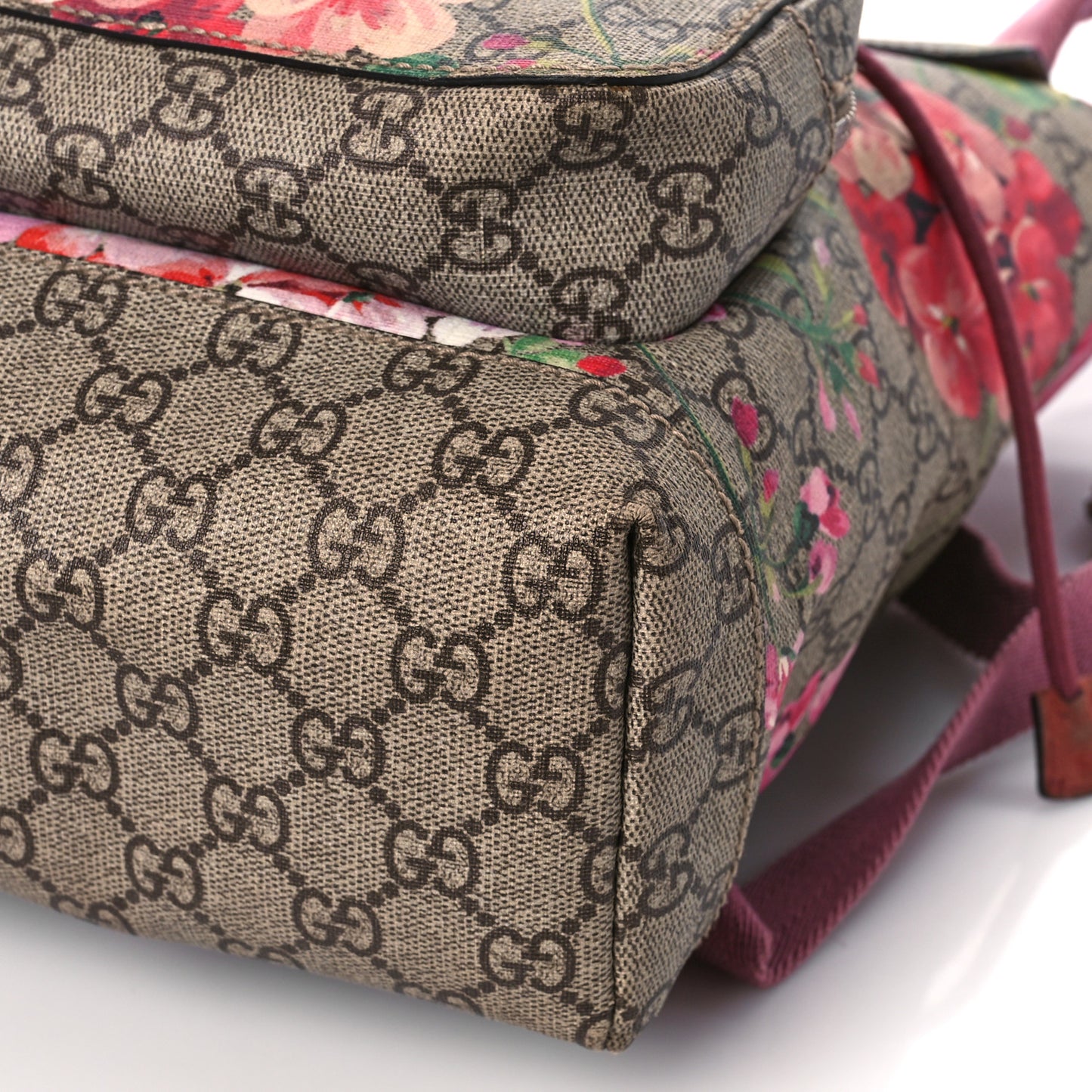 GG Supreme Monogram Blooms Small Single Buckle Backpack Beige Multicolor Dry Rose