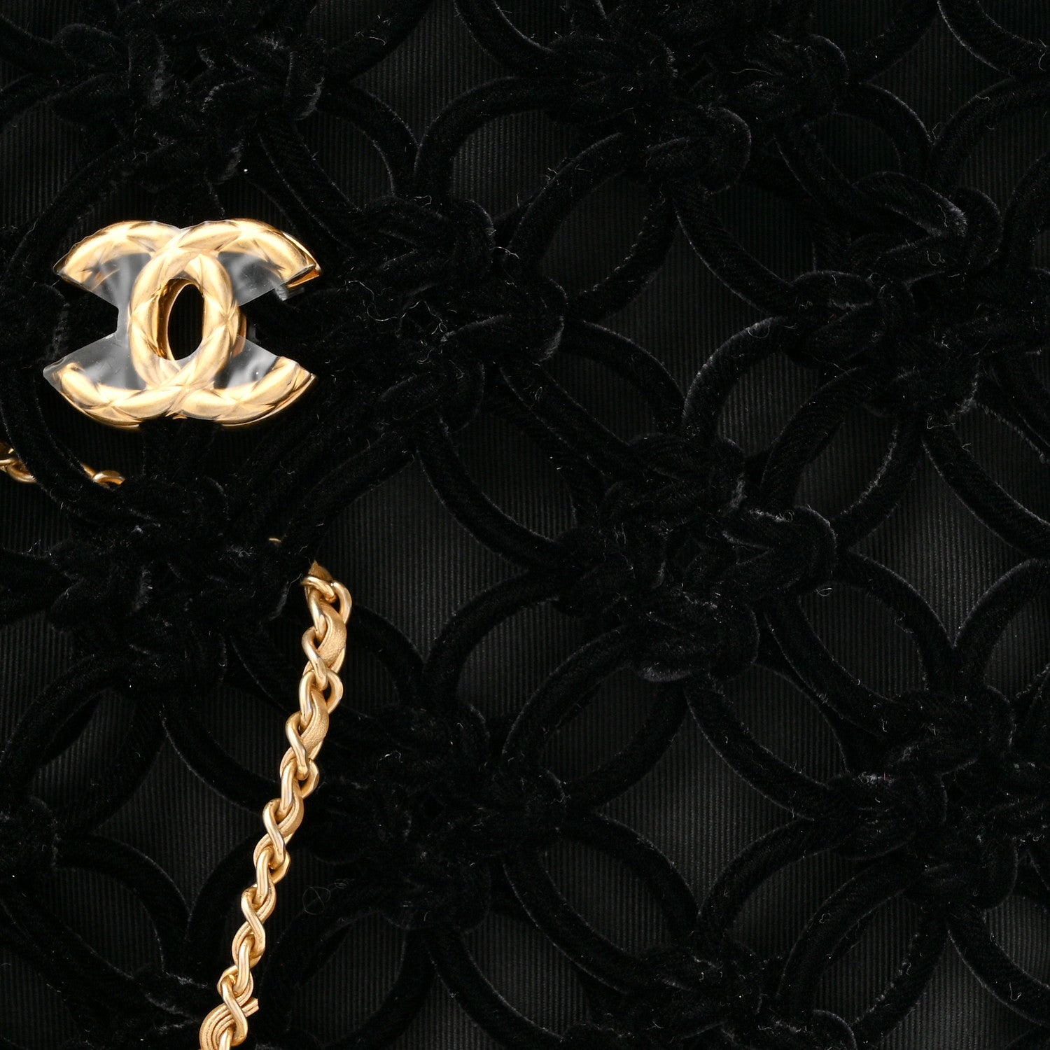 Chanel Braided Velvet Metallic Lambskin Precious Net Tote Black 9 of 11