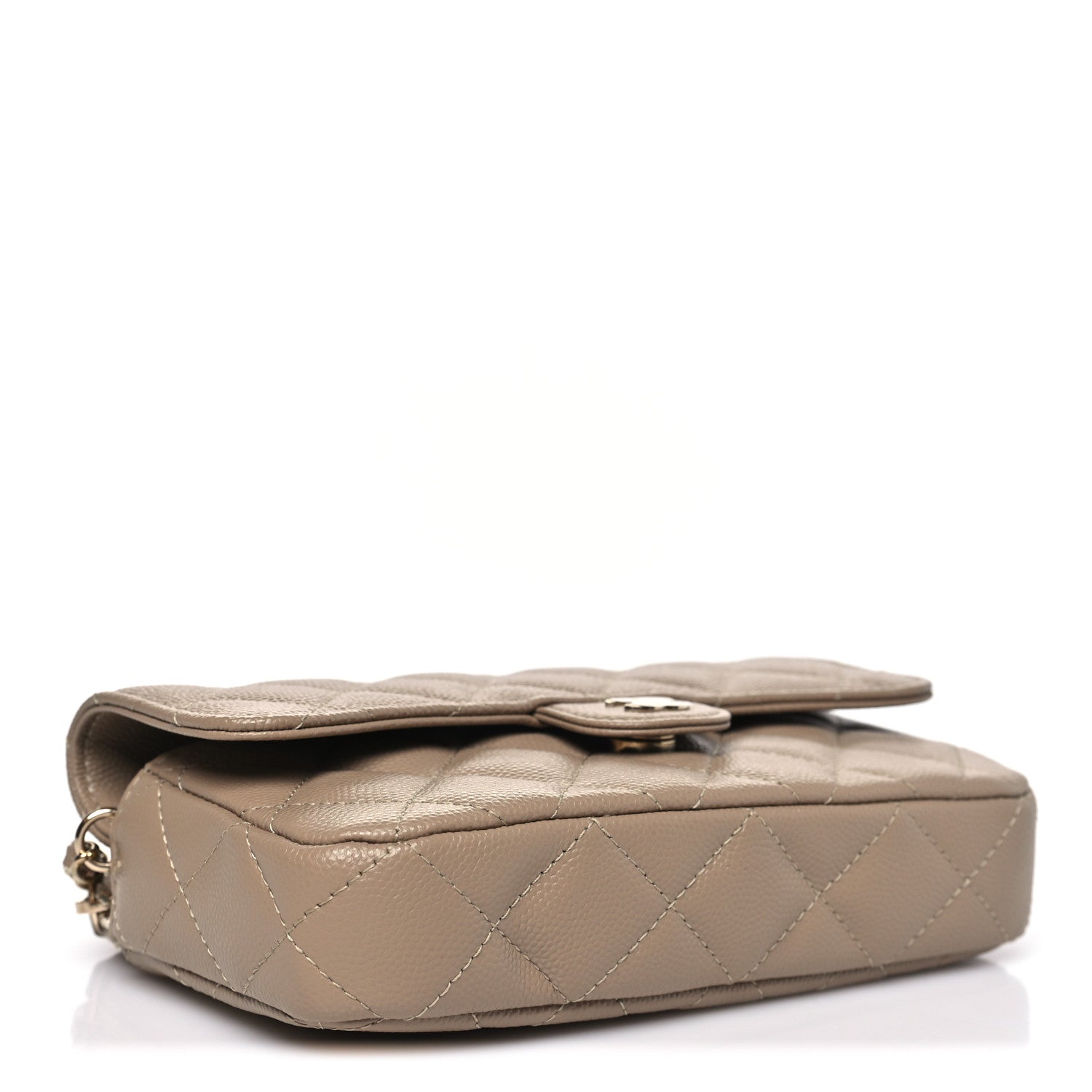 Chanel Caviar Quilted Flap Phone Holder With Chain Beige 4 of 12