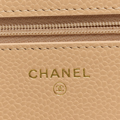 Chanel Caviar Quilted Wallet on Chain WOC Beige 6 of 11