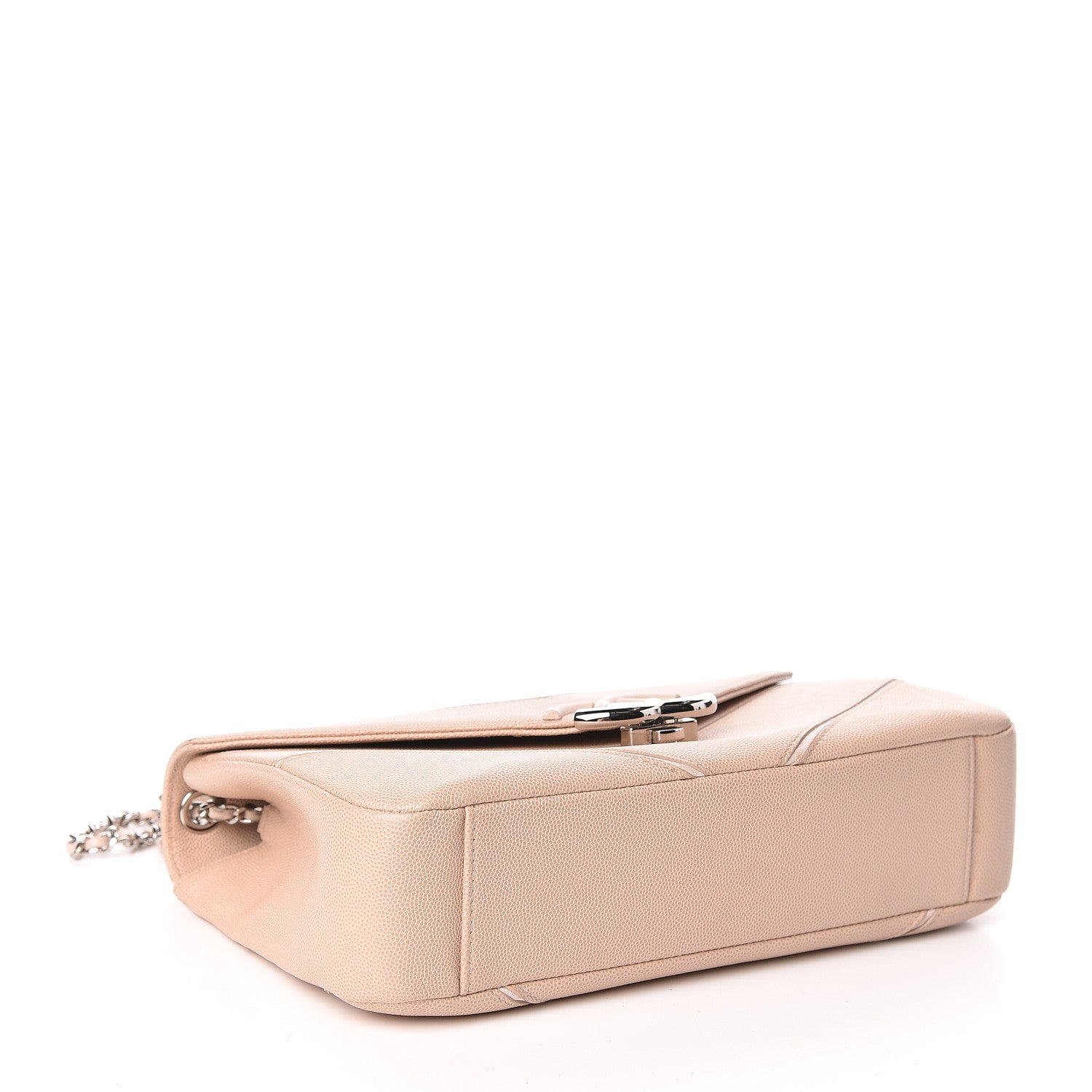 Chanel Caviar Macro Chevron Single Flap Beige 4 of 13