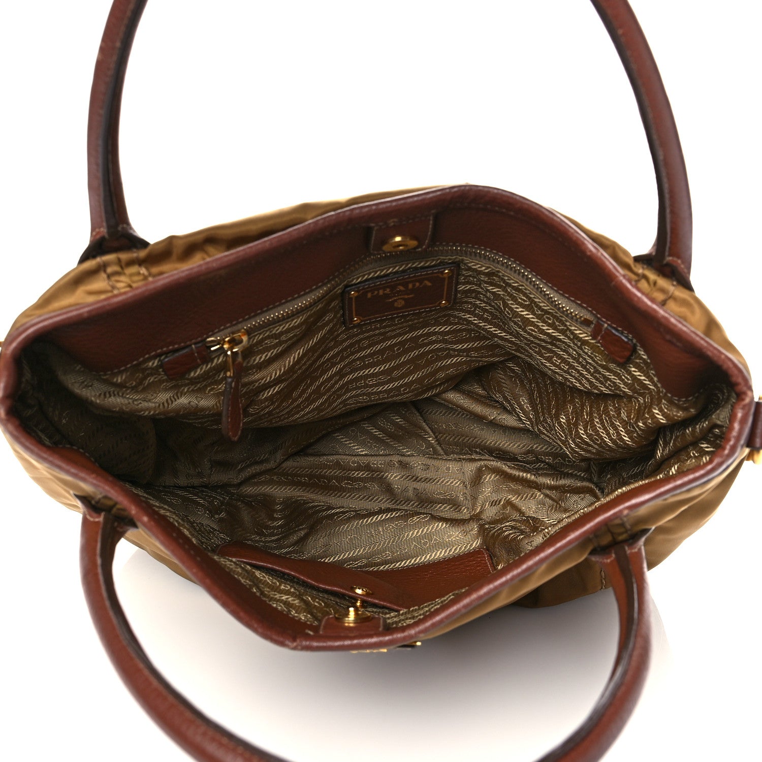 Prada Tessuto Nylon Vitello Daino Tote Tabacco 5 of 9