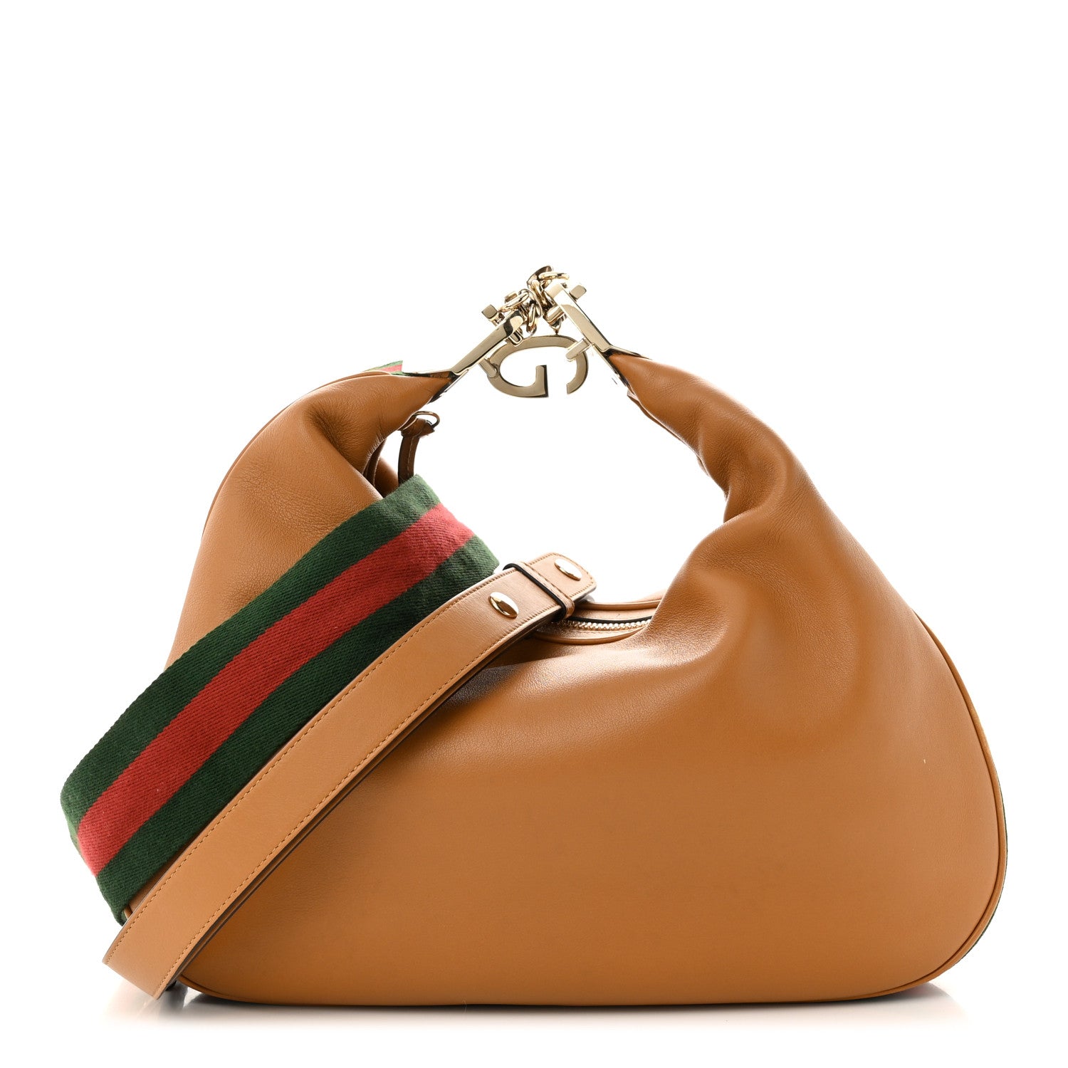 Gucci Aria Calfskin Web Large Attache Shoulder Bag Dark Orange 1 of 11
