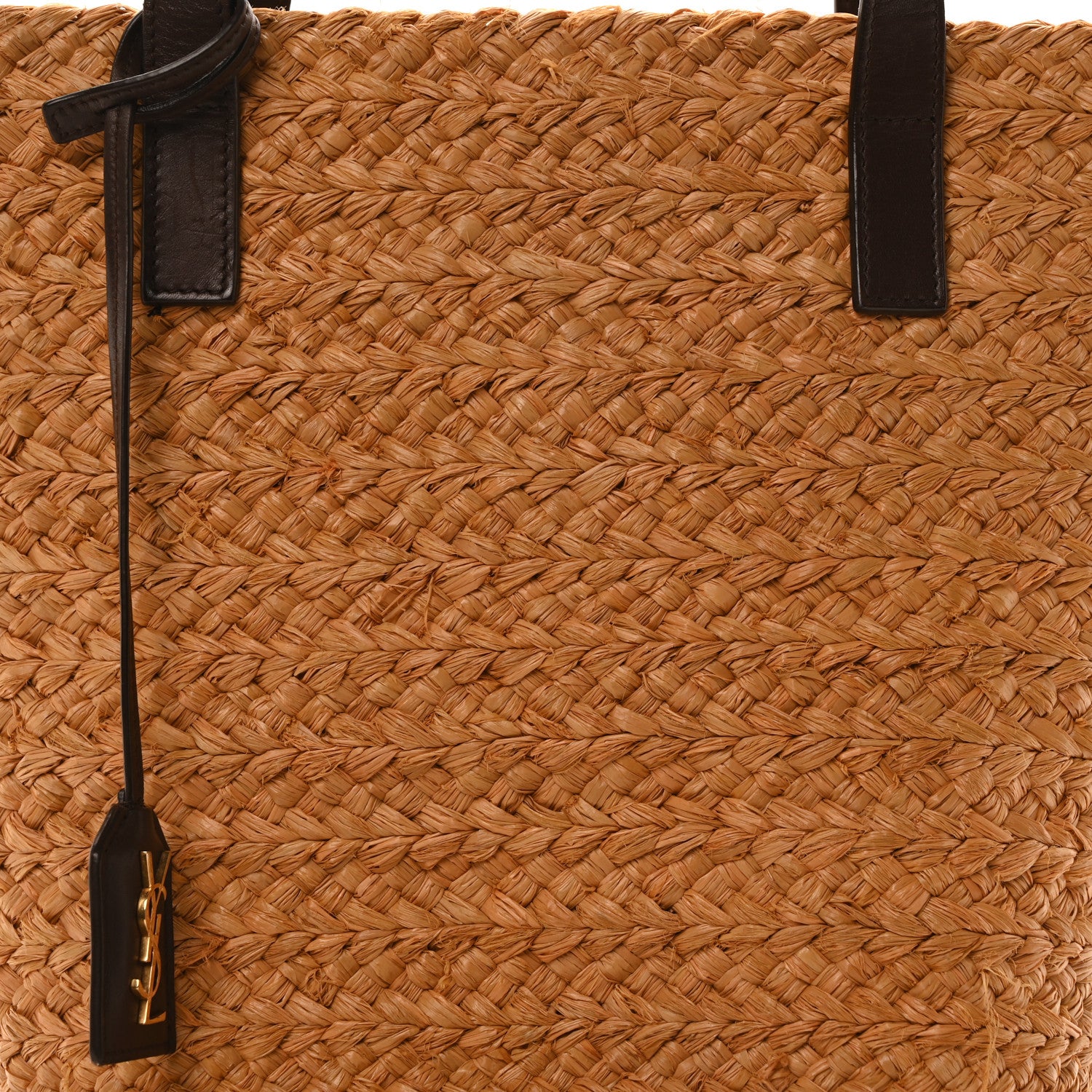 Saint Laurent Raffia Calfskin Small Panier Tote Naturale Nut 8 of 10