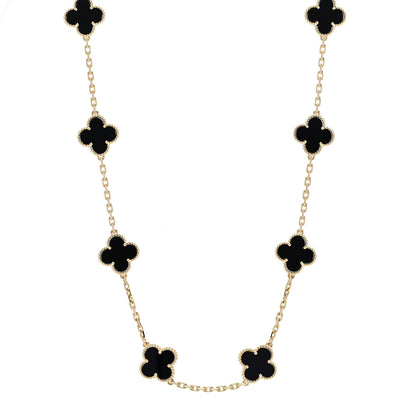Van Cleef & Arpels 18K Yellow Gold Black Onyx 10 Motifs Vintage Alhambra Necklace 1 of 7