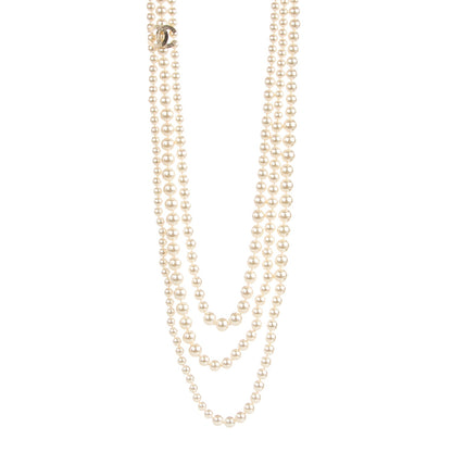 Chanel Pearl Multistrand CC Long Necklace Gold 1 of 5