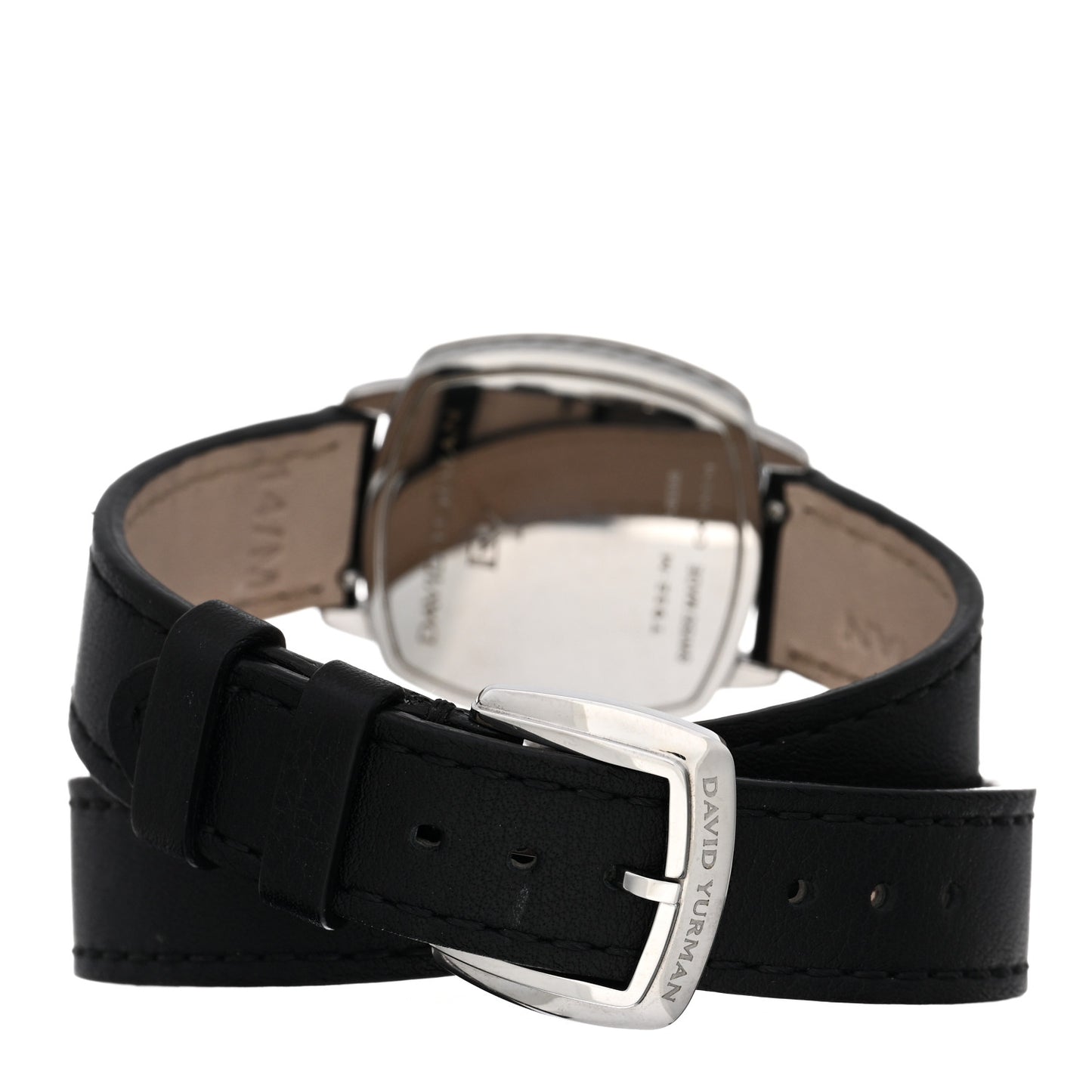 Stainless Steel Calfskin Diamond 27mm Albion Wrap Quartz Watch Black