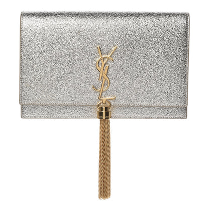 Saint Laurent Metallic Calfskin Classic Monogram Kate Tassel Chain Wallet Platine 1 of 11
