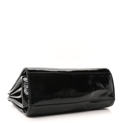Chanel Patent Mademoiselle Lock Convertible Wrist Clutch Bag Black 8 of 10