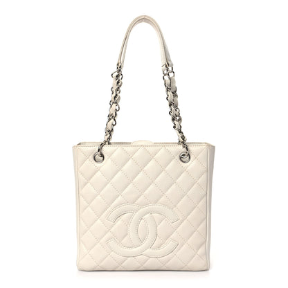 Chanel Caviar Quilted Petit Shopping Tote PST White 1 of 12