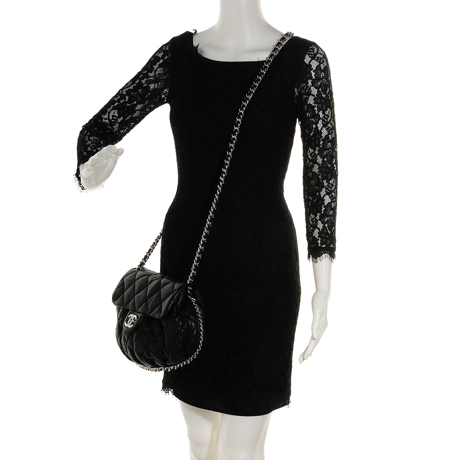 Chanel Crumpled Lambskin Chain Around Medium Messenger Black 2 of 7