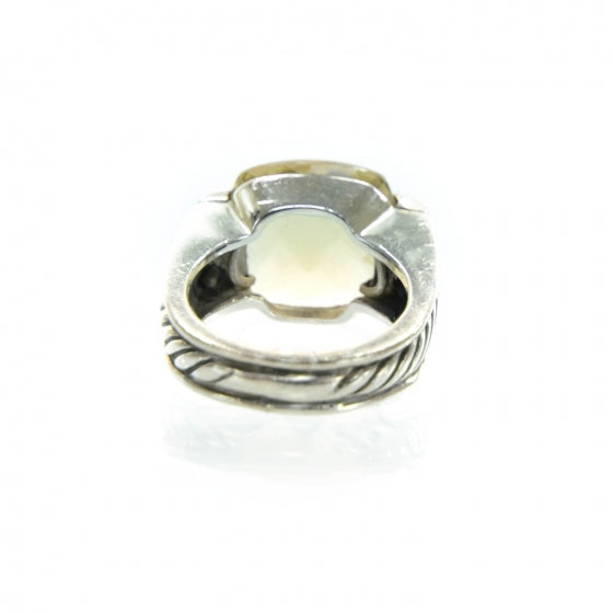 Sterling Silver Diamond Citrine Ring 6.5