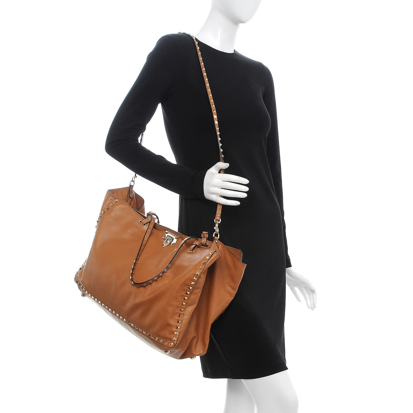 Vitello Large Rockstud Tote Beige