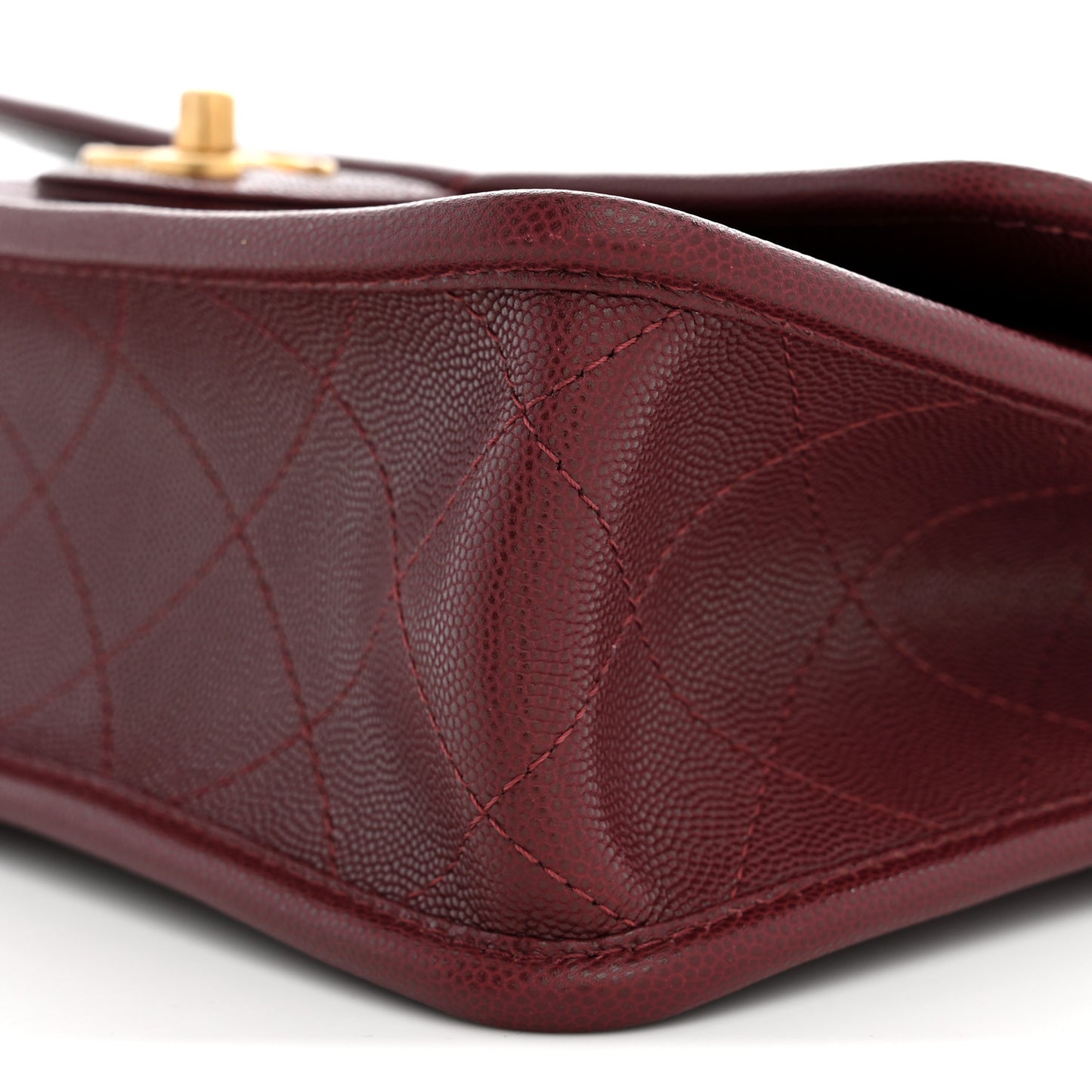Caviar Quilted School Memory Top Handle Flap Burgundy