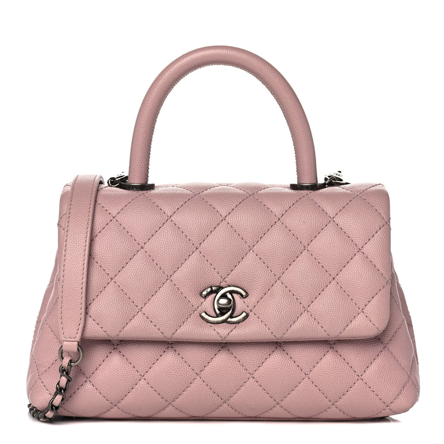 Caviar Quilted Mini Coco Handle Flap Pink