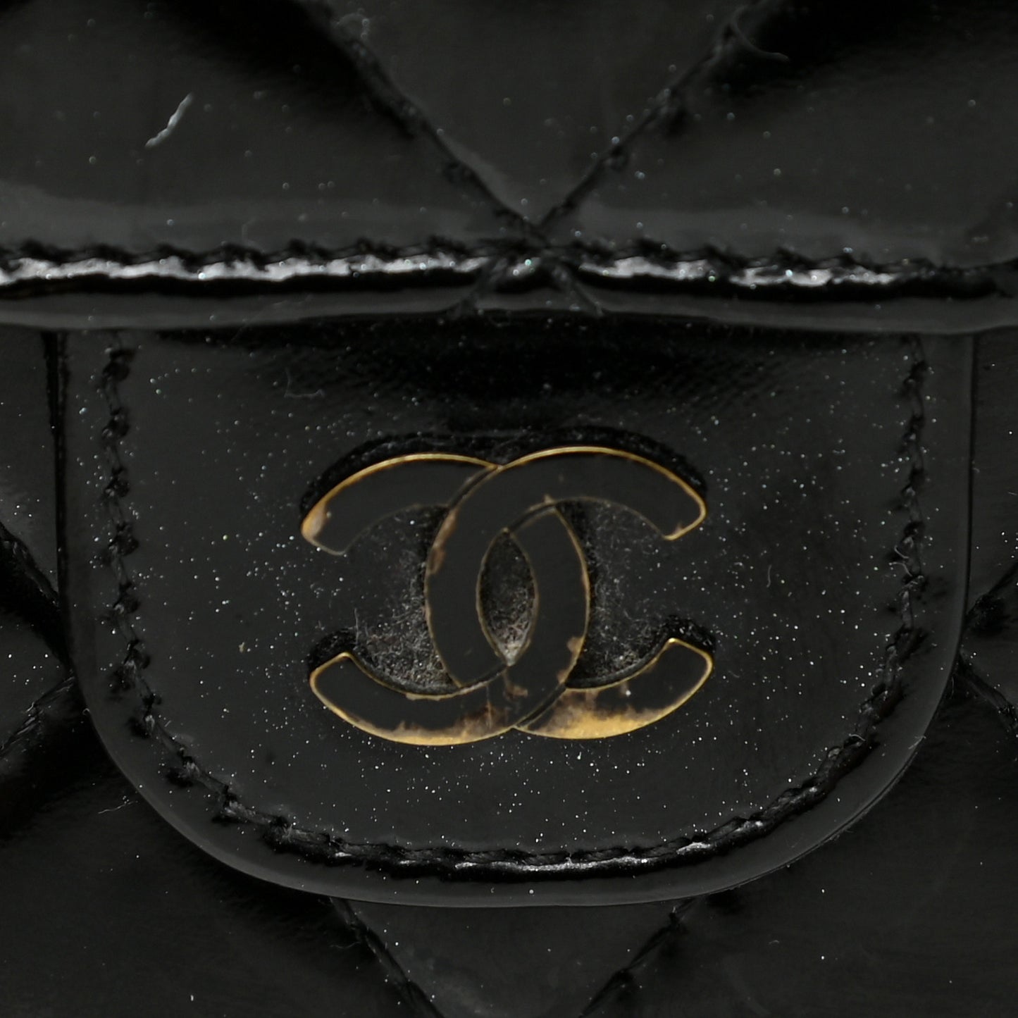 Patent Quilted Travel Wallet Black