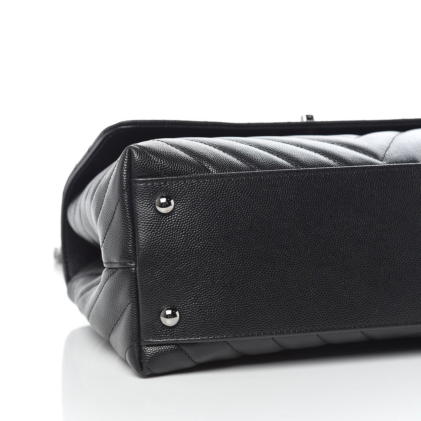 Caviar Chevron Quilted Small Coco Handle Flap Black