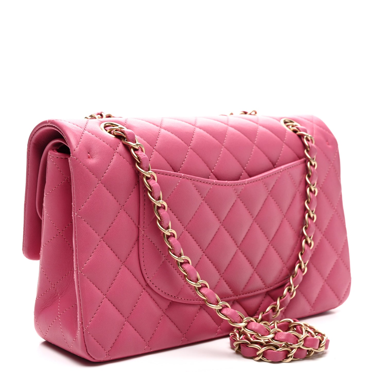 Lambskin Quilted Medium Double Flap Pink