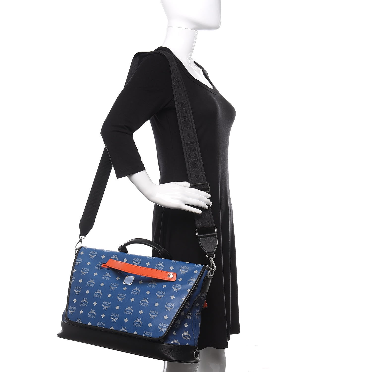MCM Visetos Reflective Nylon Large Resnick Crossbody Bag Estate Blue 2 of 10