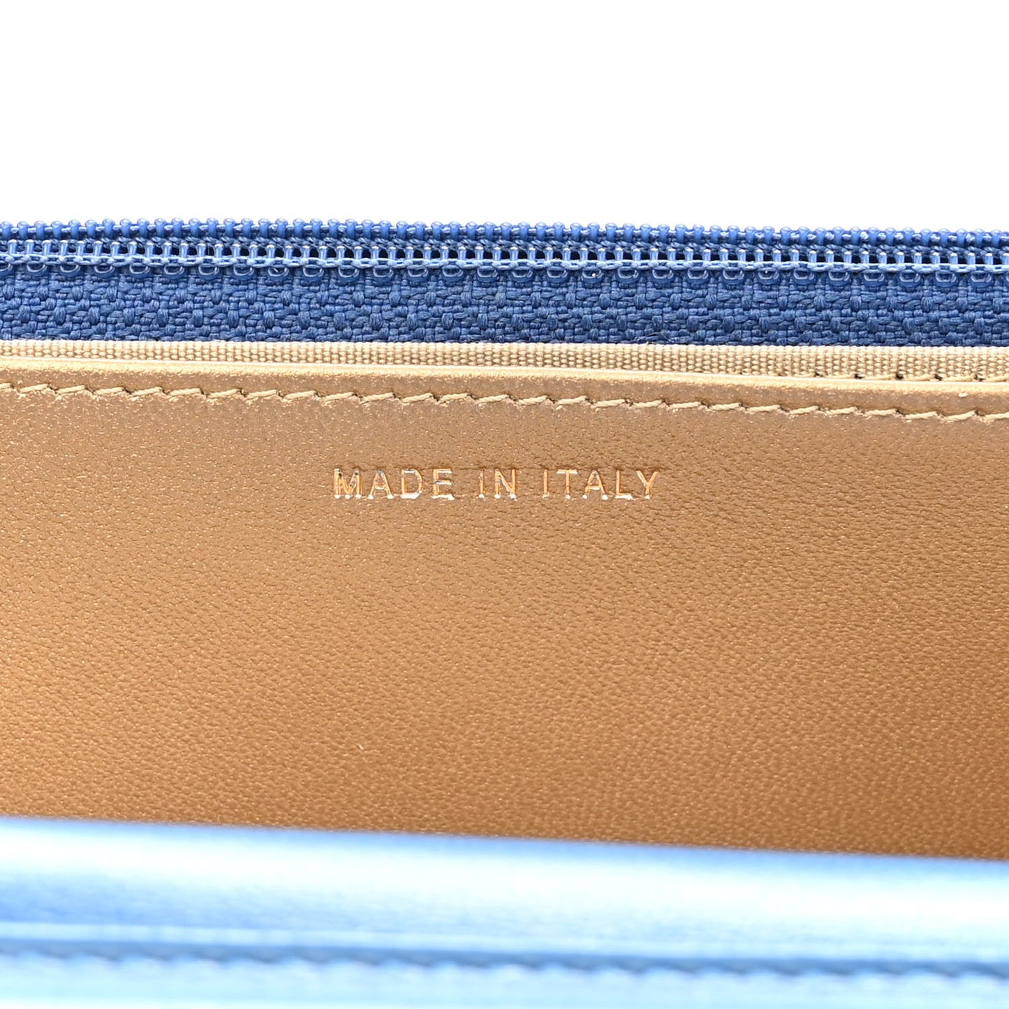 Lambskin Quilted CC Pearl Crush Wallet on Chain WOC Blue